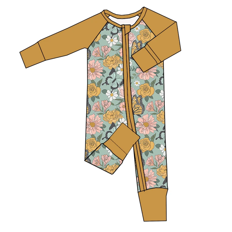 Hot Sale Valentine's Day Bamboo Fabric Long Sleeves Baby Girls Zippy Pajamas Cover Hand and Feet Romper - Image 6
