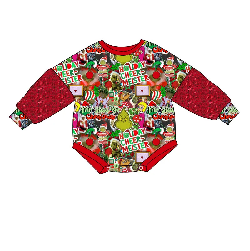 Factory Wholesale Christmas Fashion Sequin Sleeve Comfortable Baby Long Sleeve Romper Toddler Onesie Baby Girl Jumpsuit - Image 2