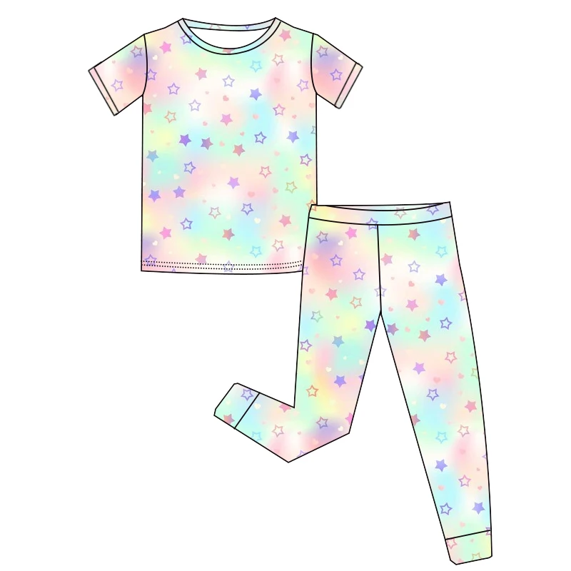 High-quality Bamboo-made Children's Sleepwear Set Short-sleeved Pants and Long Pants, Custom Patterns Children's Summer Pajamas - Image 4