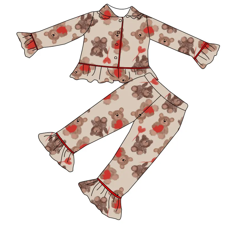 Wholesale bamboo pajamas dress with custom printing for summer family matching sets – perfect for B2B bulk orders.
