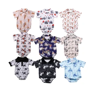 Boys Baby Rompers Summer Polo Shirt Infant Jumpsuit Prints Pattern  Girls Clothing Short Sleeve Newborn Baby Clothes