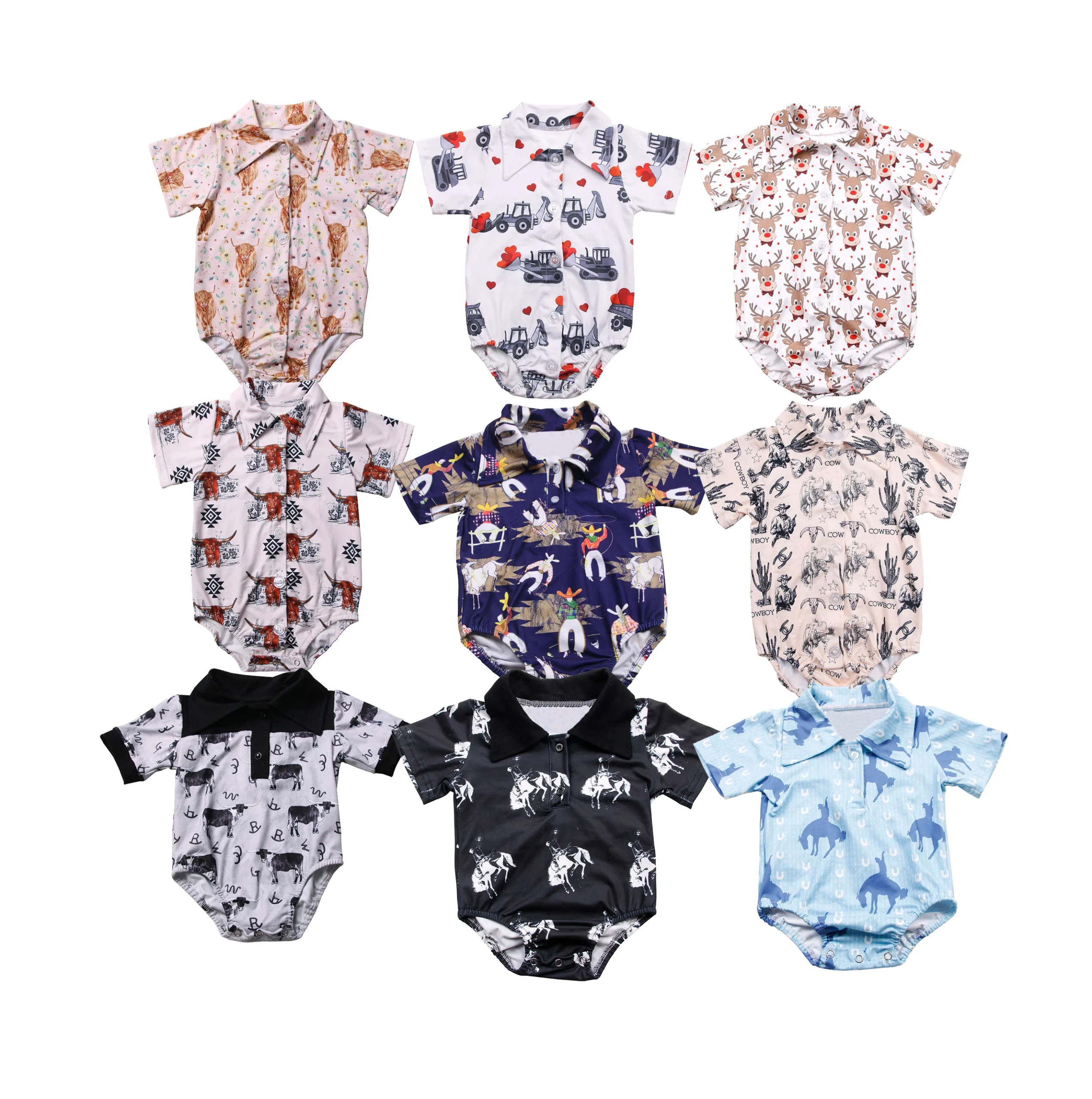 Boys Baby Rompers Summer Polo Shirt Infant Jumpsuit Prints Pattern Girls Clothing Short Sleeve Newborn Baby Clothes