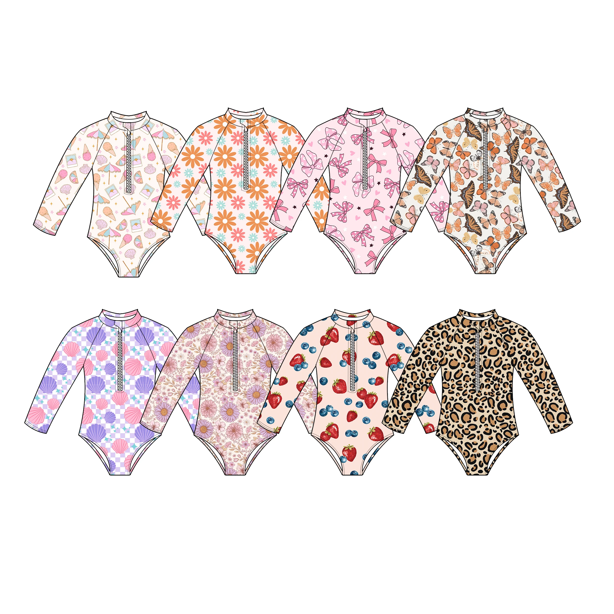 High Quality One Piece Swimsuits Quick Dry Eco-Friendly Floral Custom Design New Girls Swimwear for Kids Beachwear ODM