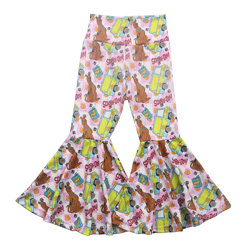 Hot Selling Kids Baby Clothes Pants Boutique Plaid Print Bell Bottoms Children Girls Ribbed Fabric Big Flared Pants - Image 4
