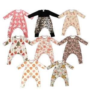 Fall Kids Clothing One Piece Jumpsuit Christmas Girl Clothes Milk Silk Fabric Custom Print