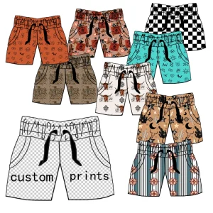 Wholesale Children Clothing Boy High Waist with Pockets Western Custom Summer Fashion Style Kid Swim Shorts