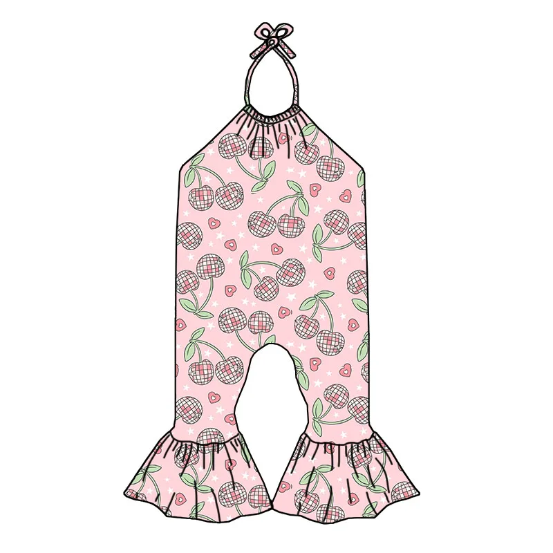Wholesale Kids Clothing Children Girl Tie up Lovely Kid's One Piece Custom Prints Girl Long Jumpsuit - Image 2