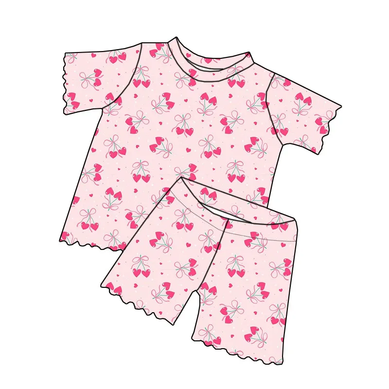 Newly Arrived Children's Short-sleeved Short-pants Set with Lace Design and Custom Pattern - Children's Clothing Set - Image 6