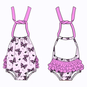 Unique Design Baby Custom-patterned Bamboo-made One-piece Clothing with Bubble Lace Trimmings for Children