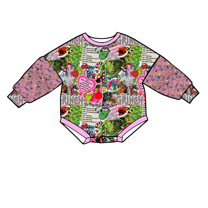 Factory Wholesale Christmas Fashion Sequin Sleeve Comfortable Baby Long Sleeve Romper Toddler Onesie Baby Girl Jumpsuit - Image 6