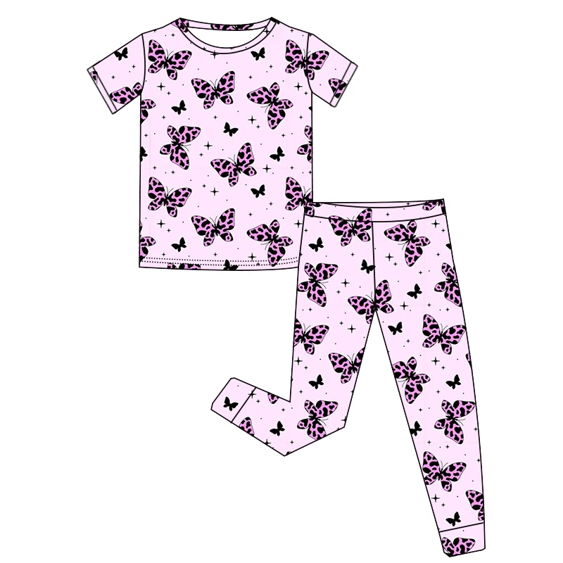High-quality Bamboo-made Children's Sleepwear Set Short-sleeved Pants and Long Pants, Custom Patterns Children's Summer Pajamas - Image 3