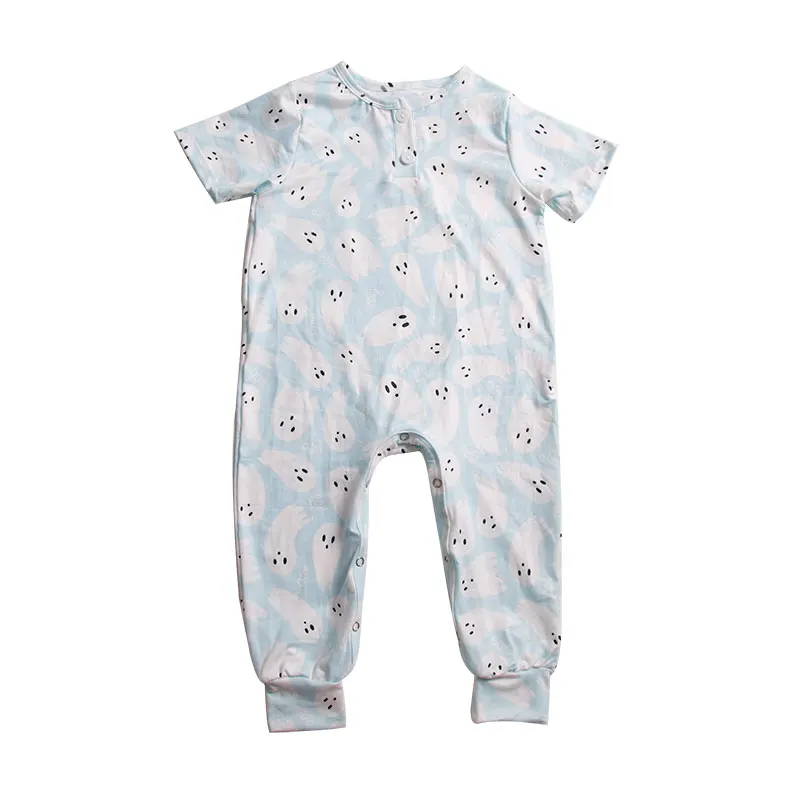 Wholesale Halloween Newborn Toddler Custom Milk Silk Pajamas Short Sleeve Romper Bottom Snap Infant Baby Clothes Jumpsuit Romper - Image 5