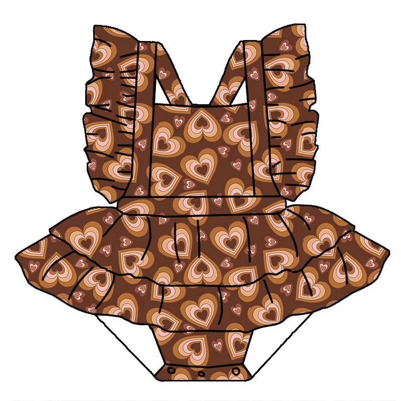 Wholesale Children Clothing High Quality Custom Prints Valentine's Day Lovely Baby Skirted Romper - Image 4