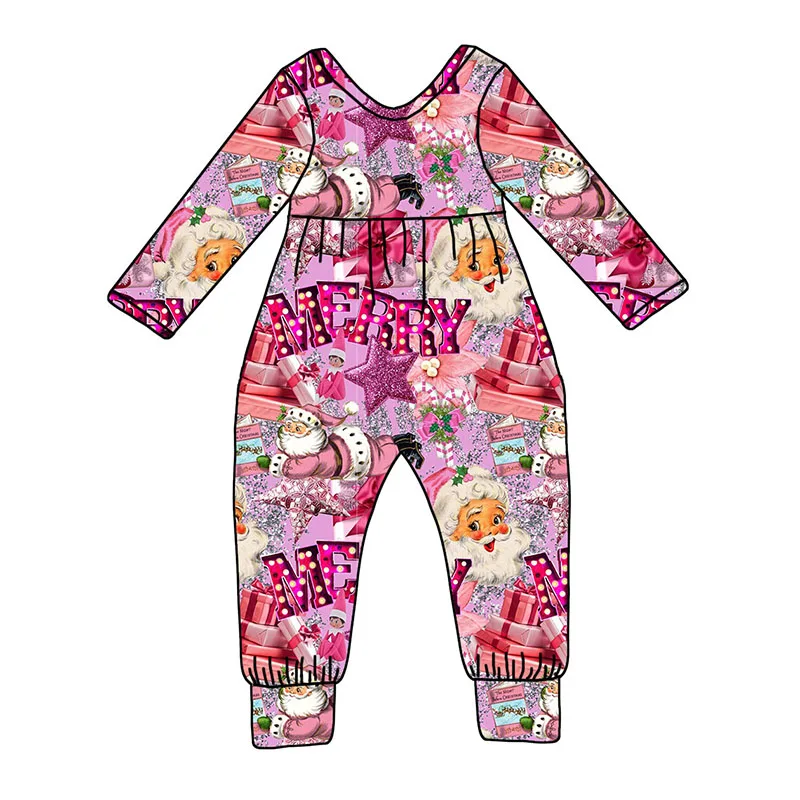 New Arrival Kids Clothing One Piece Jumpsuit Infant Christmas Custom Printed Long Baby Romper - Image 2