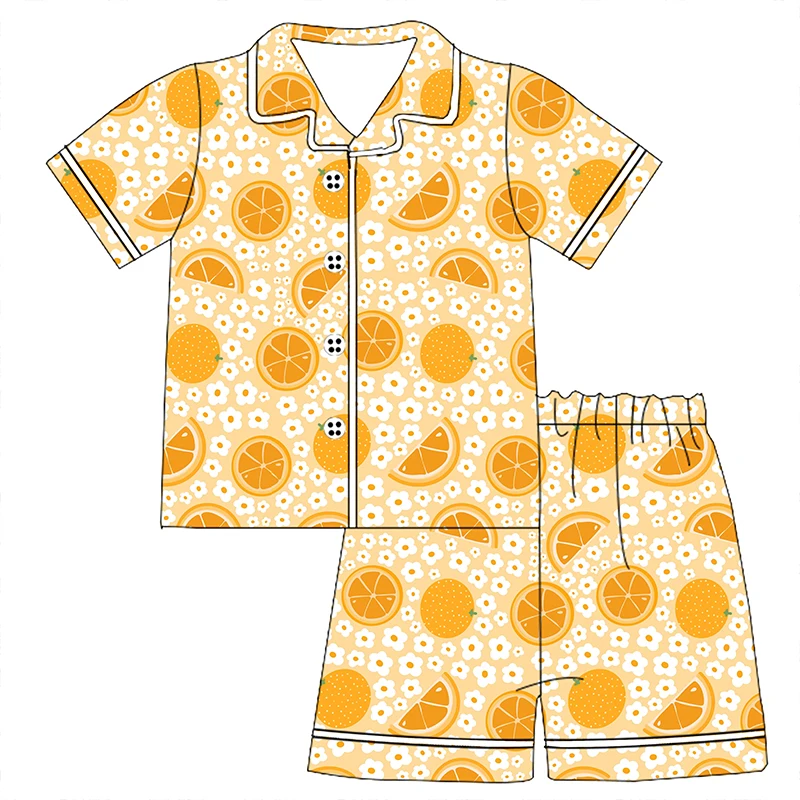 Boutique Kids Girl Short Sleeve Two Piece Pajamas Spring Summer Custom Printing Sleep Wear Set - Image 4
