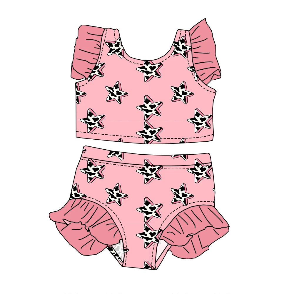 High Quality Custom Floral Prints Kids Girls Ruffle Tank and Shorts 2-Pieces Swimsuit Infant Girl Swimwear Sets - Image 5