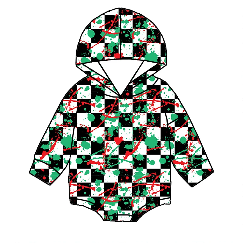 Trendy Kids Clothes Fall Halloween Baby Boys Loose Style Custom Printed Hooded One Piece Romper - Image 2