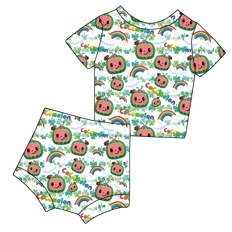 Summer Baby Custom Fruit-pattern Short-sleeved Set of Casual Children's Two-piece Clothing for Daily Wear - Image 2