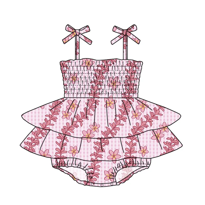 Newly Arrived Cute Baby Girl Custom butterfly Pattern Crawl Suit Lace-up Elastic Design and Lace Boutique Children's Onesie - Image 5