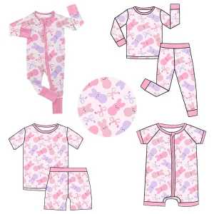 Wholesale Kids Clothing Easter 2025 Cute Pink Pattern Collection Toddler Easter Rompers Home Pajamas Wear
