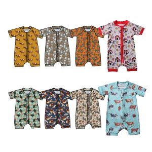 New Arrivals Custom Bamboo Baby Zipper Romper One Piece Summer Style High Quality Baby Jumpsuit