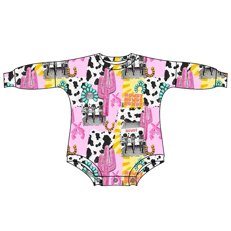 2023 Western Loose Style Newborn Baby One Piece Romper Long Sleeve Soft Milk Silk Fabric Autumn Girl Leotard Jumpsuit - Image 3
