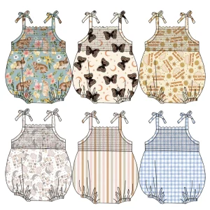 Newly Arrived Baby Girl Summer Lace-up Sleeveless Jumpsuit   Loose  Tight Waist Design Custom Pattern Children's Climbing Suit