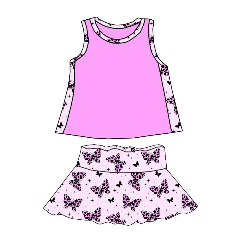 Unique Design Sleeveless Top Paired with Wide-waist Short Skirt Set - Cute Summer Casual Outfit for Girls - Image 2