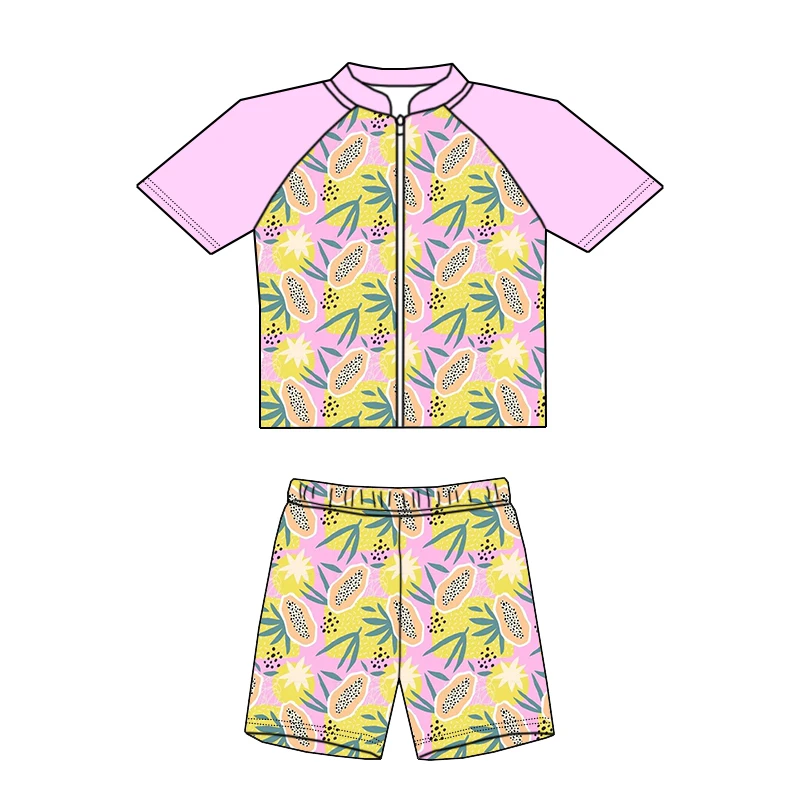 Summer New Style Short-sleeved Children's Swimming Suit Set, Custom-made with Sun protection for Children's Swimsuits - Image 5