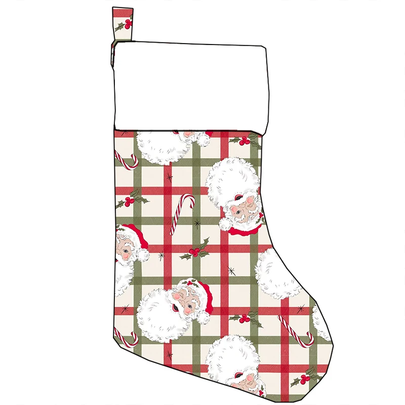 2024 Children's Christmas Holiday Hanging Christmas Stockings Santa Claus Christmas Tree Funny Cat Printed Cotton Baby Socks - Image 3