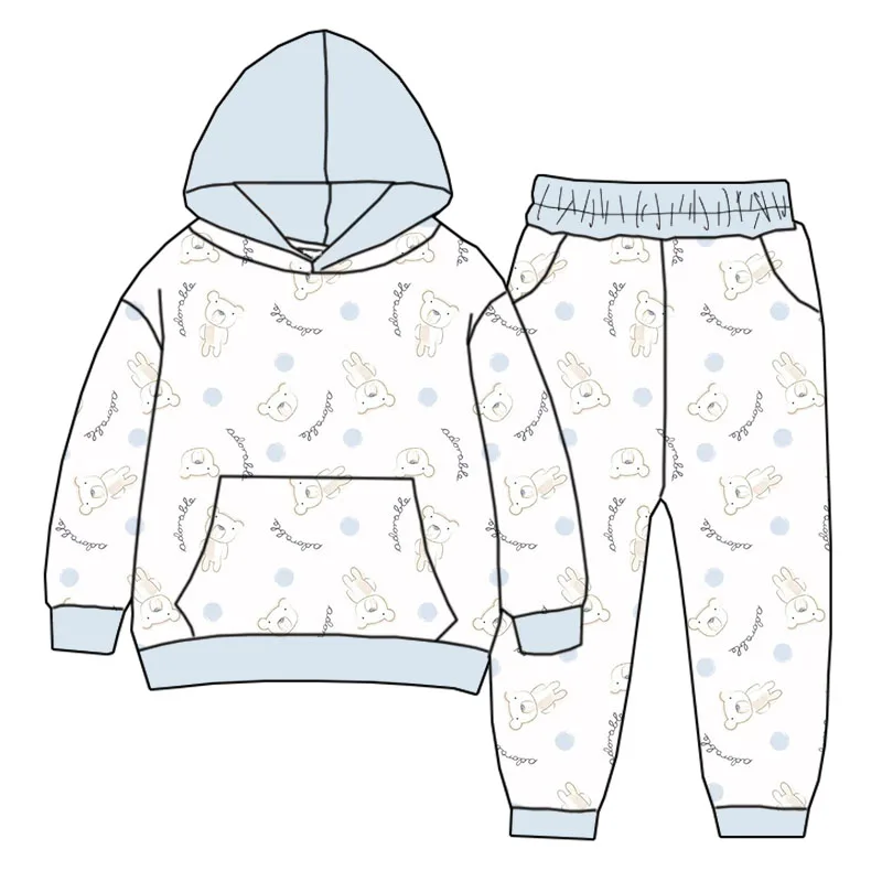 Fashion Custom Wholesale Boys Long-sleeved Hoodie Two-piece Set Children Jogger Pants Everyday and Holiday Casual Wear - Image 2