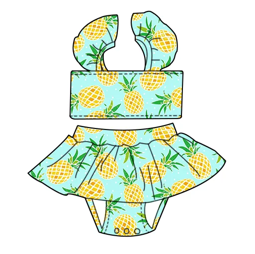 Wholesale Boutique Girl's Summer Sweet Two-piece Swimwear Custom Printing High Quality Swimdress Breathable Cute Swimsuit - Image 3