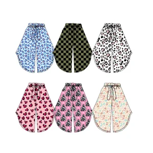 Summer Baby Girls Plus Size Knitted Sweet Wide Leg Breathable Light Weight Long Pants Trousers Custom Printed Patterns