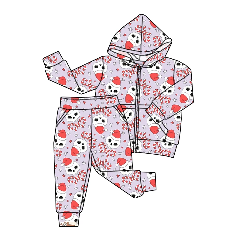 Best-selling Autumn and Christmas Printed Children's Hooded with Zipper Pockets, Fashionable Kids Set - Image 3