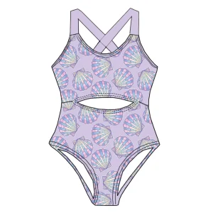 Boutique Custom Printed Summer Baby Girls Swimsuit Onesie Lace-up Swimming Pool Beach Kids Swimsuit