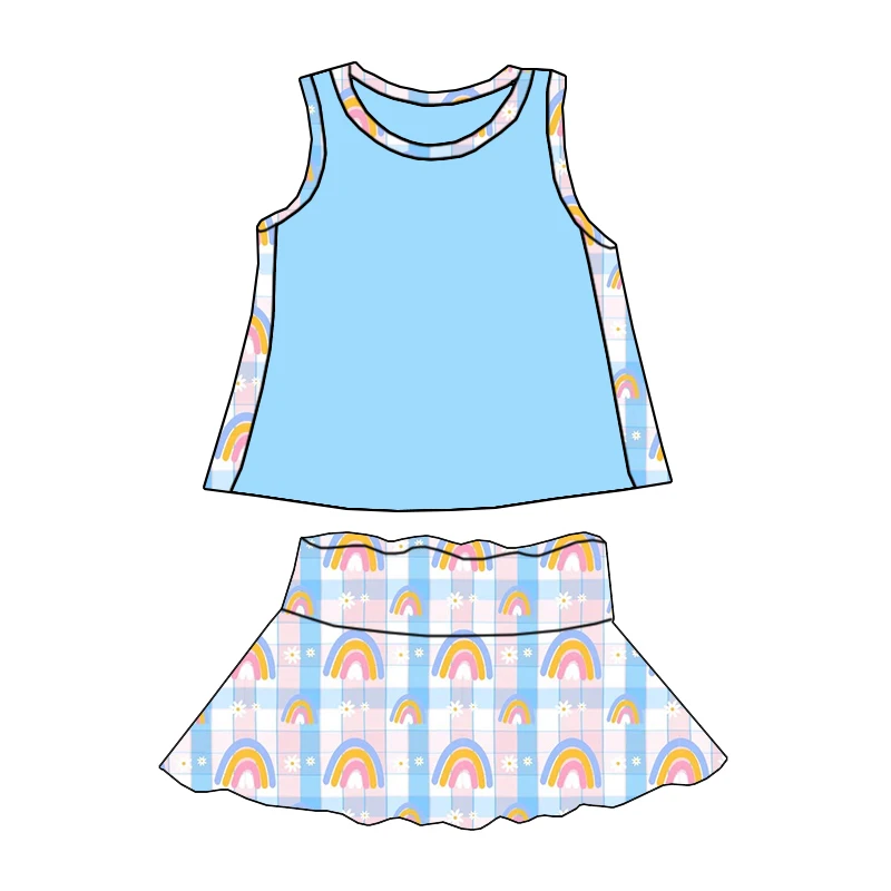 Unique Design Sleeveless Top Paired with Wide-waist Short Skirt Set - Cute Summer Casual Outfit for Girls - Image 4