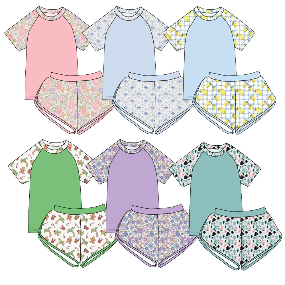 Newly Arrived Summer Girls' Custom-made Swimming Suit Sets for Beach and Leisure, with Built-in Sun protection for Children.