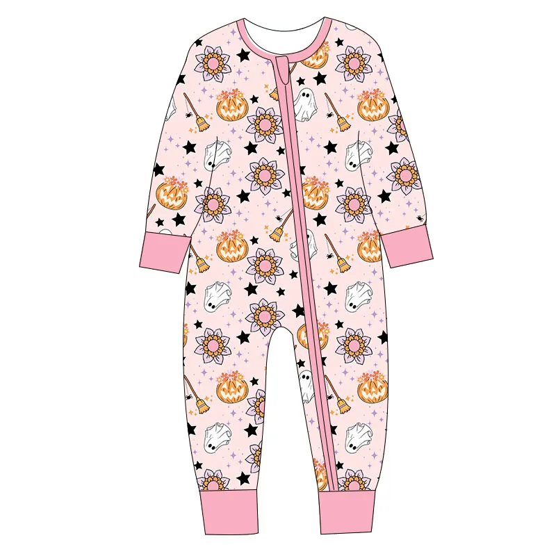 Halloween Baby Cover Your Hands and Feet Toddler Custom Pajamas Long Sleeve Romper Zip Infant Baby Clothes Jumpsuit Romper - Image 5