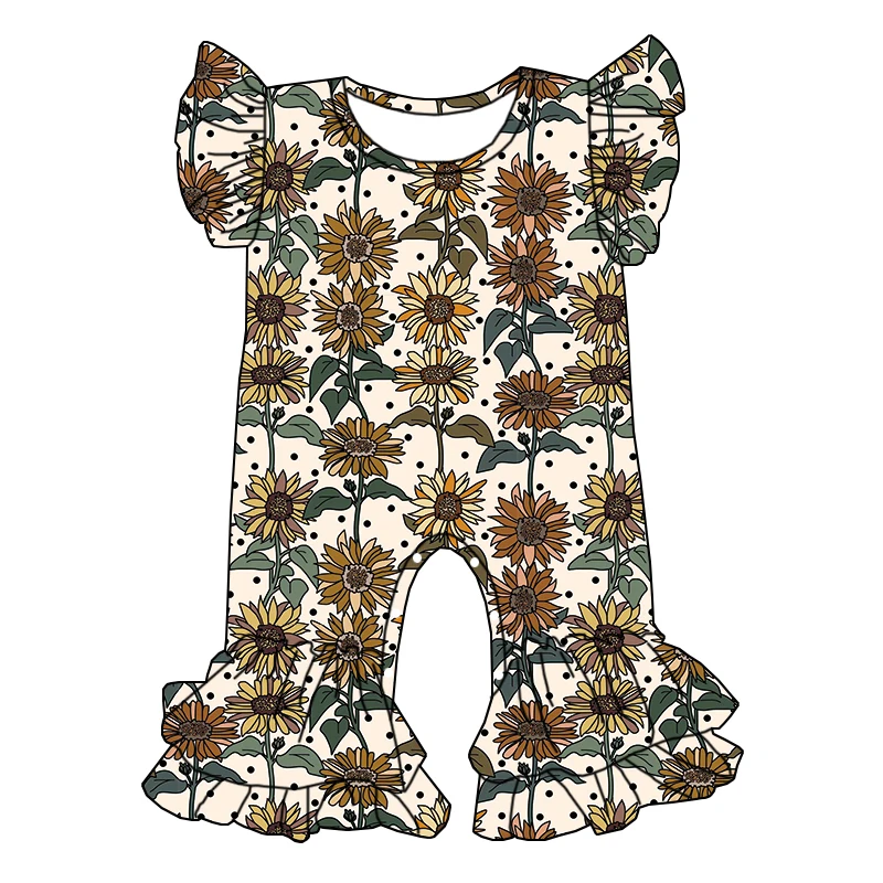 Children's Custom-made Printed One-piece Dress with Short Lace Sleeves and Double Layers Fashionable Jumpsuit for Girls - Image 4