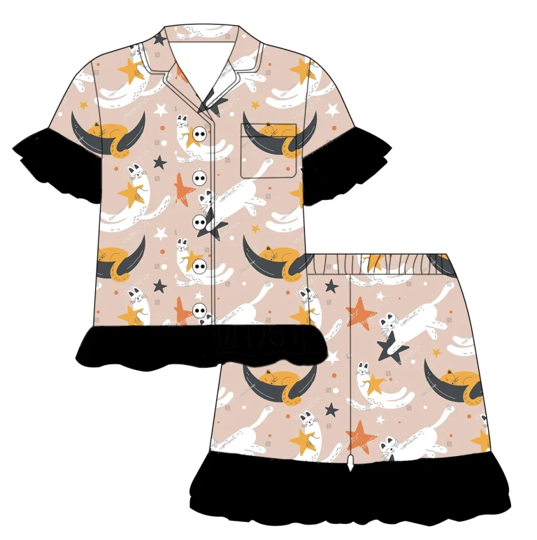 Contract Bamboo Print Pajamas Manufacturing Small Batch Production & OEKO-TEX Standard 100