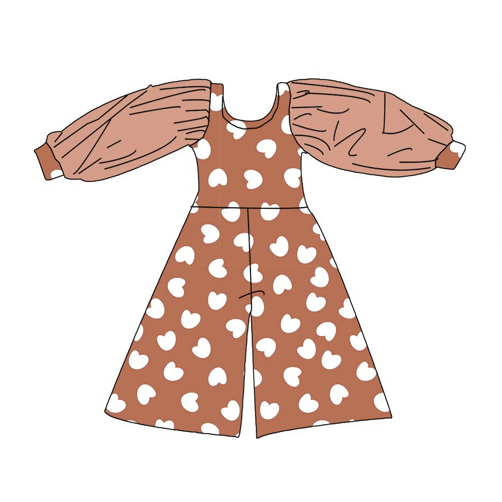 Hot Selling 0-16 Year Old Kids Girls Romper Long Puff Sleeve Custom Print Toddler Baby Kids Wide-legs Jumpsuits - Image 6