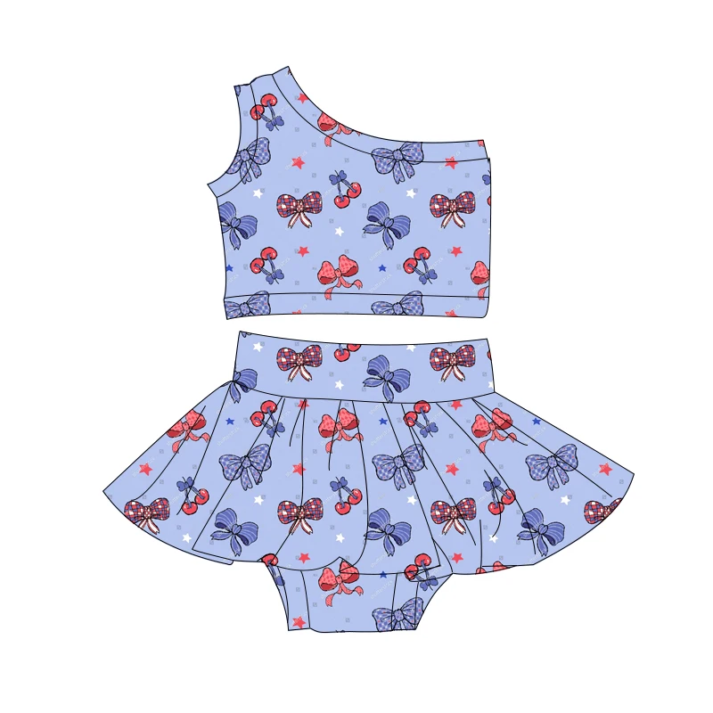 Wholesale Kids Girl Sleeveless Top with Skirts Set Soft Cotton Fabric Little Girl Outfits - Image 3