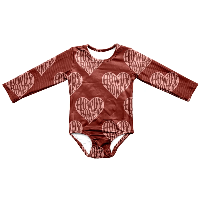 Winter Spring Valentine's Day Long Sleeve Girl Leotard Soft Custom Print Newborn Baby Jumpsuit One Piece Romper - Image 6