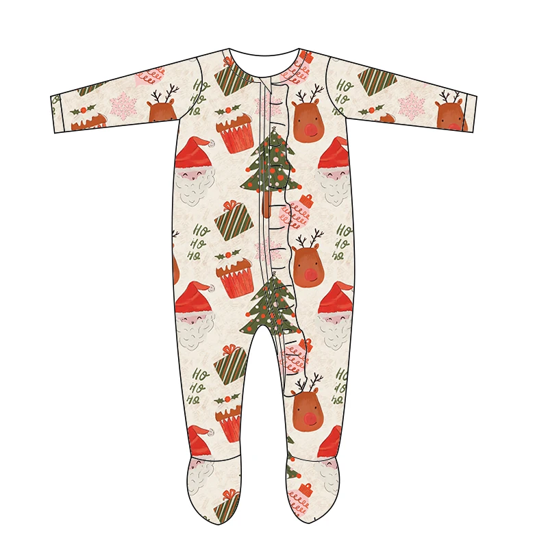 Custom Newborn Infant Boys Girls Clothes Christmas Long Sleeve Cover Your Feet Baby Romper Unisex Sleepwear Romper Baby Jumpsuit - Image 4