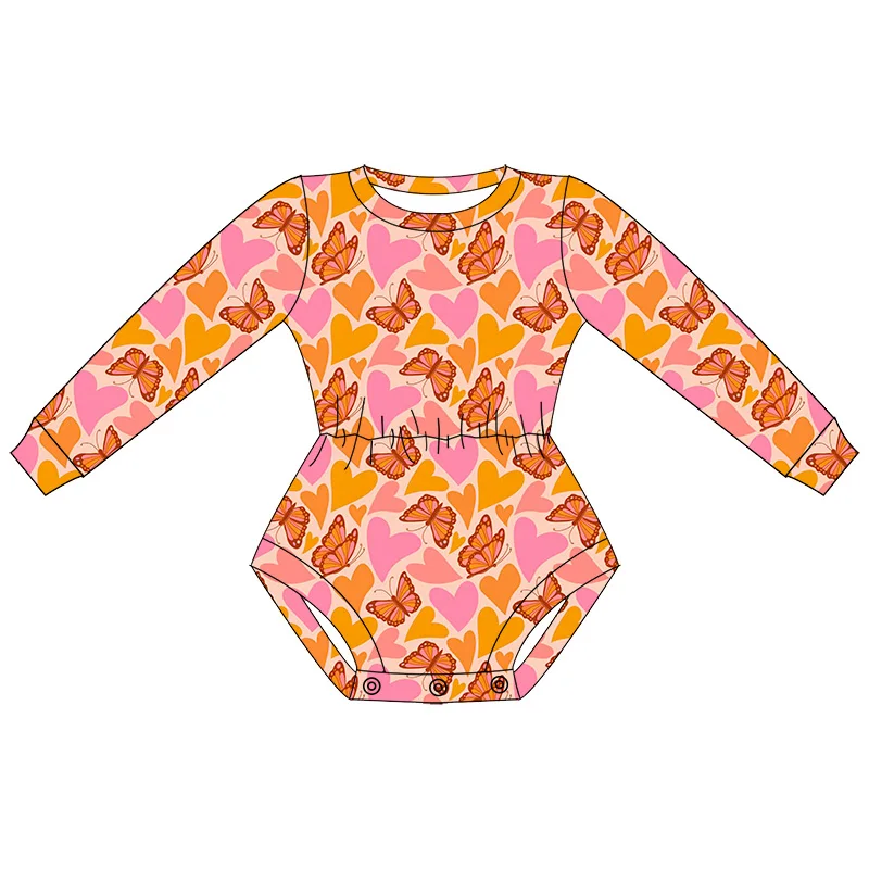 Wholesale Newborn Baby One Piece Romper Long Sleeve Round Neck Milk Silk Fabric Western Autumn Girl Leotard - Image 3