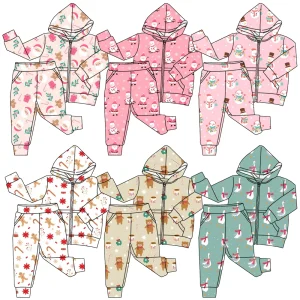 Best-selling Autumn and Christmas Printed Children's Hooded with Zipper Pockets, Fashionable Kids Set