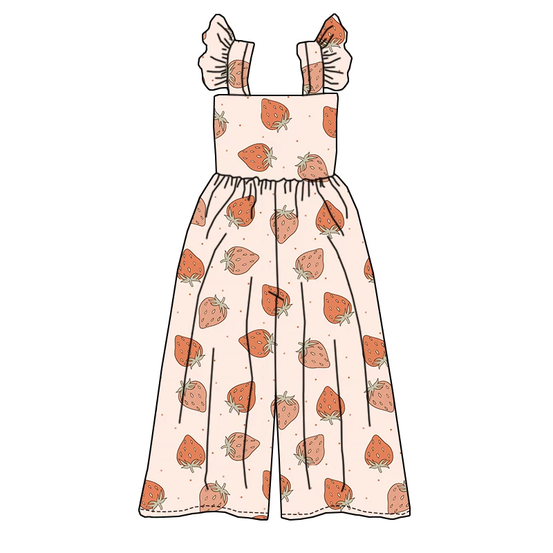 Summer Baby Girl Custom Patterned Sleeveless Jumpsuit Wide-leg Pants Lace Fine Children's One-piece Clothing - Image 3