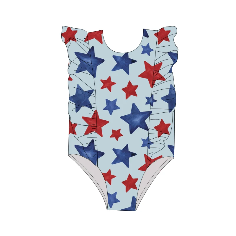 Wholesale Girls One Piece Summer Swimwear Cute Ruffle Swimsuit Baby Fashion Design Custom Printing Sweet Swimsuit - Image 2