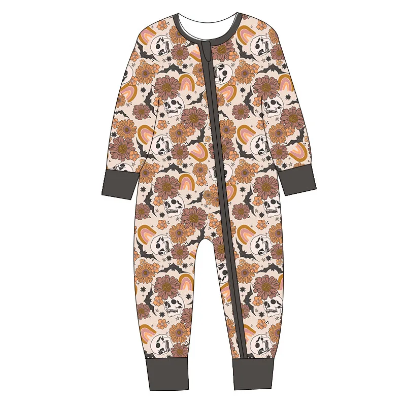 Halloween Baby Cover Your Hands and Feet Toddler Custom Pajamas Long Sleeve Romper Zip Infant Baby Clothes Jumpsuit Romper - Image 4