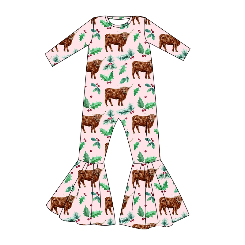 Wholesale Newborn Baby Long Sleeve Romper Custom Infant Toddler Baby Girl Christmas Top Bell Bottoms One Piece Sets Baby Clothes - Image 6